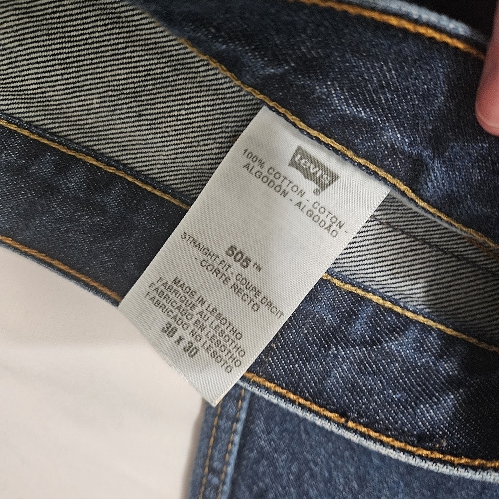 Levi's Men's 505 Regular Fit Straight Leg Jeans 38x30 Blue 100% Cotton! - Picture 5 of 8